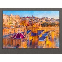 Valletta Leinwanddruck, Gemälde, Skyline, Wandkunst, Malta von AroundWorldArt