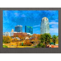 Winston-Salem Leinwanddruck, Gemälde, Skyline, Wandkunst von AroundWorldArt