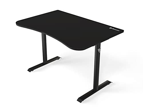Arozzi Arena Fratello Curved Gaming and Office Desk with Full Surface Water Resistant Desk Mat Custom Monitor Mount Cable Management Cut Outs Under The Desk Cable Management Netting - Pure Black von Arozzi