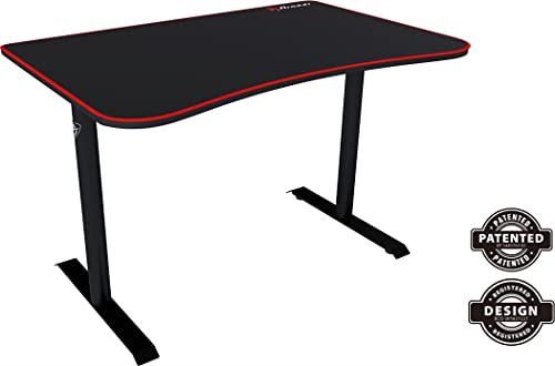Arozzi Arena Fratello Curved Gaming and Office Desk with Full Surface Water Resistant Desk Mat Custom Monitor Mount Cable Management Cut Outs Under The Desk Cable Management Netting - Black von Arozzi