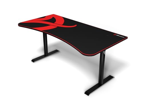 Arozzi Arena Ultrawide gebogener Gaming- und Bürotisch mit vollflächiger, wasserabweisender Schreibtischunterlage, Kabelmanagement-Aussparungen und Netz (Black) von Arozzi