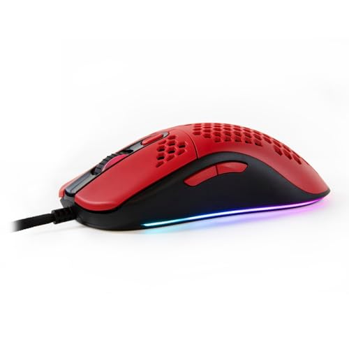 Arozzi Favo Ultra Lightweight Customizable RGB Gaming Mouse with Honeycomb Pattern Pixart 3389 Sensor and Omron 20M Switches - Red von Arozzi