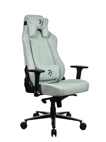 Arozzi Vernazza Premium-Polsterung SoftFabric™ Ergonomischer Computer-/Gaming-/Bürostuhl, Liegestuhl, drehbar, neigbar, höhenverstellbar, Lendenwirbel- und Nackenstütze – Pearl Green von Arozzi