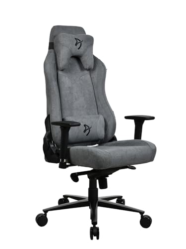 Arozzi Vernazza Premium-Polsterung SoftFabric™ Ergonomischer Computer-/Gaming-/Bürostuhl, Liegestuhl, drehbar, neigbar, höhenverstellbar, Lendenwirbel- und Nackenstütze – Ash von Arozzi