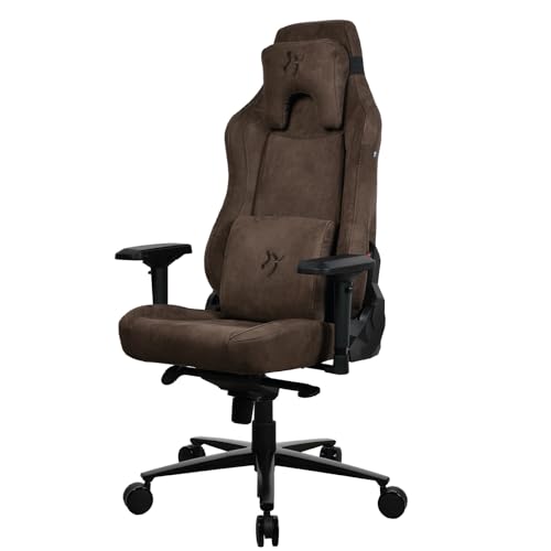 Arozzi Vernazza Supersoft™ Luxuriöser Gaming- oder Bürostuhl aus strapazierfähigem Stoff, weiche Memory-Schaum-Lenden- und Nackenkissen, Tragkraft: 145 kg, 4D-Armlehnen – (Brown) von Arozzi