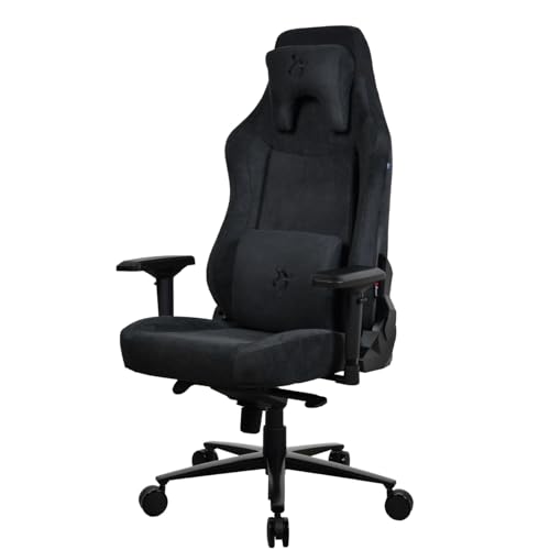 Arozzi Vernazza XL Supersoft™ Luxuriöser Gaming- oder Bürostuhl aus strapazierfähigem Stoff, Memory-Schaum-Lenden- und Nackenkissen, Tragkraft: 170 kg, arretierbare Rückenlehne – (Pure Black) von Arozzi