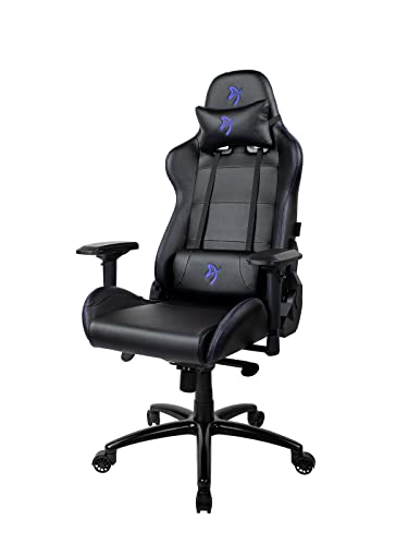 Arozzi Verona Signature Premium PU Ergonomischer Computerstuhl Gaming Stuhl Bürostuhl mit Liegestuhl Drehbarer Neigungswippe 4D Armlehnen und Nacken- und Lendenkissen - Schwarz mit blauen Akzenten von Arozzi