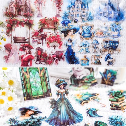 Arpaper Scrapbooking Stickers Set 120pcs Scrapbook Zubehör Aufkleber Mädchen Vintage Stickers Aesthetic Blumen,Schmetterlinge,Feen Sticker für Fotoalbum,Scrapbooking,Calendar（Alice in the Garden 2） von Arpaper