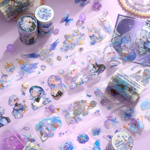 Arpaper Scrapbooking Stickers Tape,6 Rolls Sternennacht Thema Scrapbooking Zubehör für Fotoalbum,Notebook,DIY Journaling,Painting(Praying to Starry Night) von Arpaper