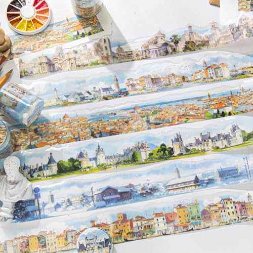 Arpaper Scrapbooking Stickers Tape für Bullet Journal Zubehör Sticker,6 Rolls Natur Landscape Serie für Journaling Zubehör,Handbücher, Collagenkalender und Fotorahmen(Scenery Series) von Arpaper