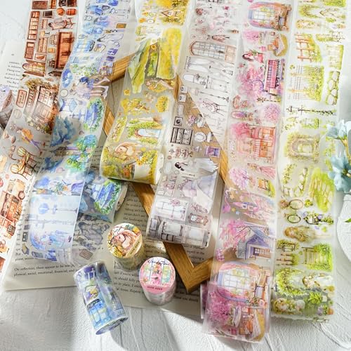 Arpaper Scrapbooking Stickers für Bullet Journaling,6 Rolls Scrapbook PET Tape Sticker Accessories für Journaling Zubehör,Collagenkalender und Fotorahmen(Good Times) von Arpaper