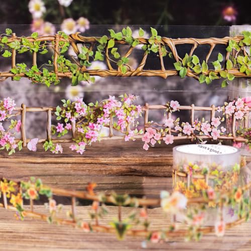 Arpaper Scrapbooking Zubehör Stickers,6 Rolls Scrapbooking PET Tape Transparent Blume Thema Sticker Accessories für Journaling Zubehör,Photo Album,Notebook(Flower Ladder) von Arpaper