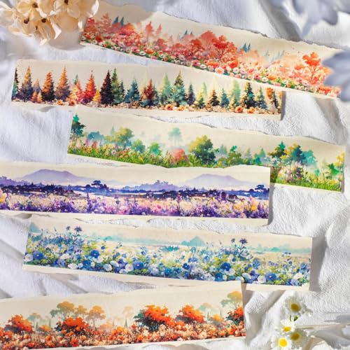 Scrapbooking Zubehör Sticker Set,Arpaper Washi Tape Stickers,6 Rolls PET Blumen Forest Aesthetic Decorative for Journal,Bullet Journal Zubehör,Notebook,Photo Album(Flower Forest Series) von Arpaper