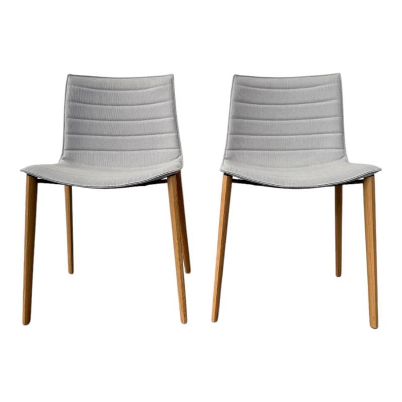 2er Set Stuhl Catifa 46 Stoff Kvadrat Steellcut Trio 105 Grau Gestell Eiche Natu... von Arper