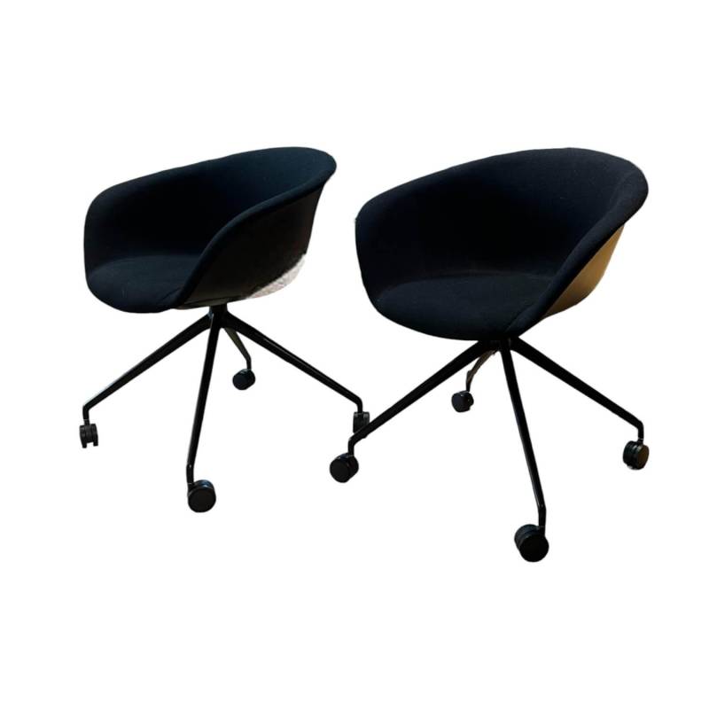 2-er Set Drehsessel Duna 02 4217 Stoff Jet Fidvi Schwarz Schale Polypropylen Spi... von Arper