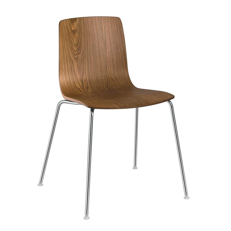Arper - Aava 3906 Stuhl Gestell verchromt - birke nussfarben/lackiert/BxHxT 54x78x52,5cm/Gestell verchromt von Arper