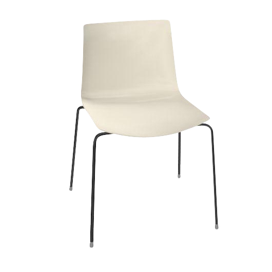 Arper - Catifa 46 0251 Stuhl einfarbig Gestell schwarz - elfenbein/Außenschale glänzend/innen matt/Gestell schwarz matt V39/neue Farbe von Arper