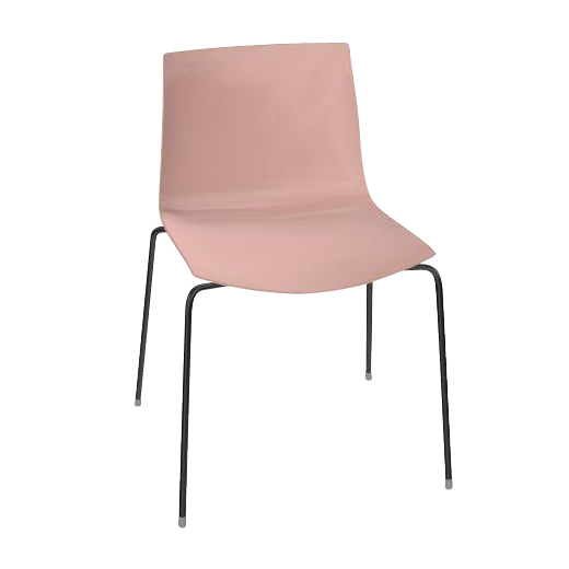 Arper - Catifa 46 0251 Stuhl einfarbig Gestell schwarz - rosé/Außenschale glänzend/innen matt/Gestell schwarz matt V39/neue Farbe von Arper