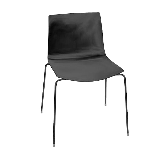 Arper - Catifa 46 0251 Stuhl einfarbig Gestell schwarz - schwarz/Außenschale glänzend/innen matt/Gestell schwarz matt V39 von Arper