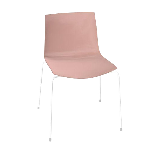 Arper - Catifa 46 0251 Stuhl einfarbig Gestell weiß - rosé/Außenschale glänzend/innen matt/Gestell weiß matt V12/neue Farbe von Arper