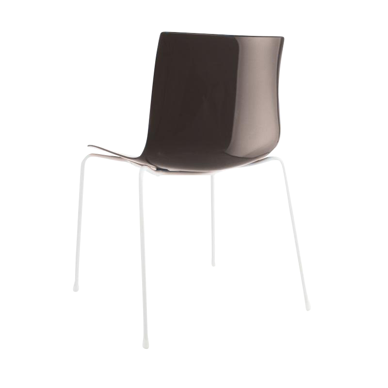 Arper - Catifa 46 0251 Stuhl zweifarbig Gestell weiß - weiß/braun/Außenschale glänzend/innen matt/Gestell weiß matt V12 von Arper