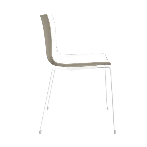 Arper - Catifa 46 0251 Stuhl zweifarbig Gestell weiß - weiß/taubengrau/Außenschale glänzend/innen matt/Gestell weiß matt V12 von Arper