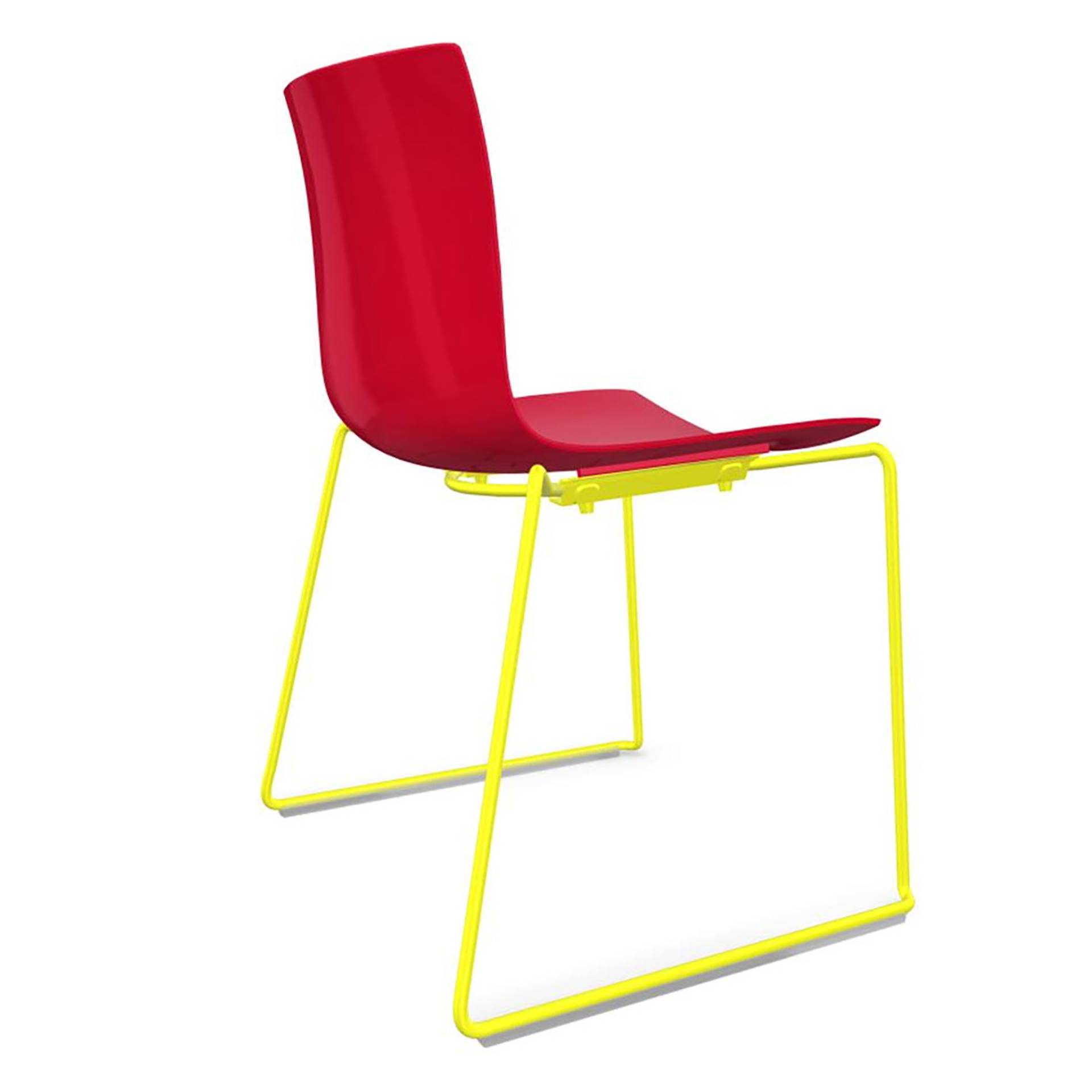 Arper - Catifa 46 0278 Stuhl Kufe farbig lackiert - rot/Außenschale glänzend/innen matt/Gestell gelb matt von Arper