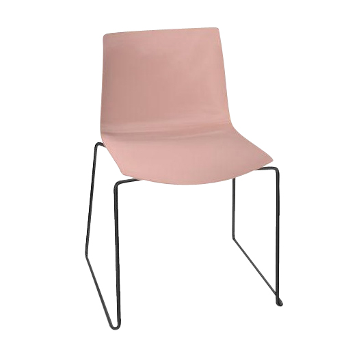 Arper - Catifa 46 0278 Stuhl einfarbig Kufe schwarz - rosé/Außenschale glänzend/innen matt/Gestell schwarz matt V39/neue Farbe von Arper