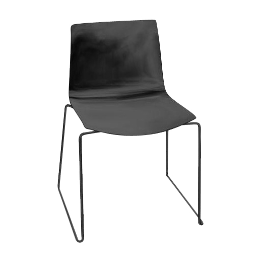 Arper - Catifa 46 0278 Stuhl einfarbig Kufe schwarz - schwarz/Außenschale glänzend/innen matt/Gestell schwarz matt V39 von Arper