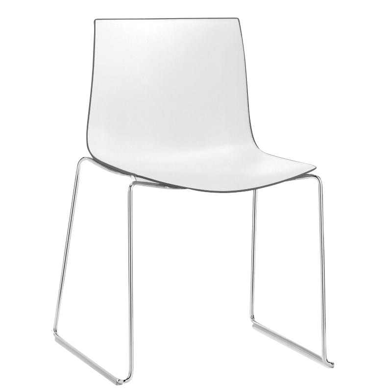 Arper - Catifa 46 0278 Stuhl zweifarbig Kufe Chrom - weiß/dunkelgrau/Außenschale glänzend/innen matt/Gestell verchromt von Arper