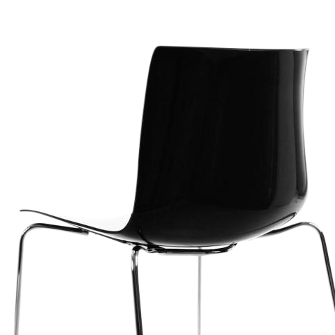 Arper - Catifa 46 0278 Stuhl zweifarbig Kufe Chrom - weiß/schwarz/Außenschale glänzend/innen matt/Gestell verchromt von Arper