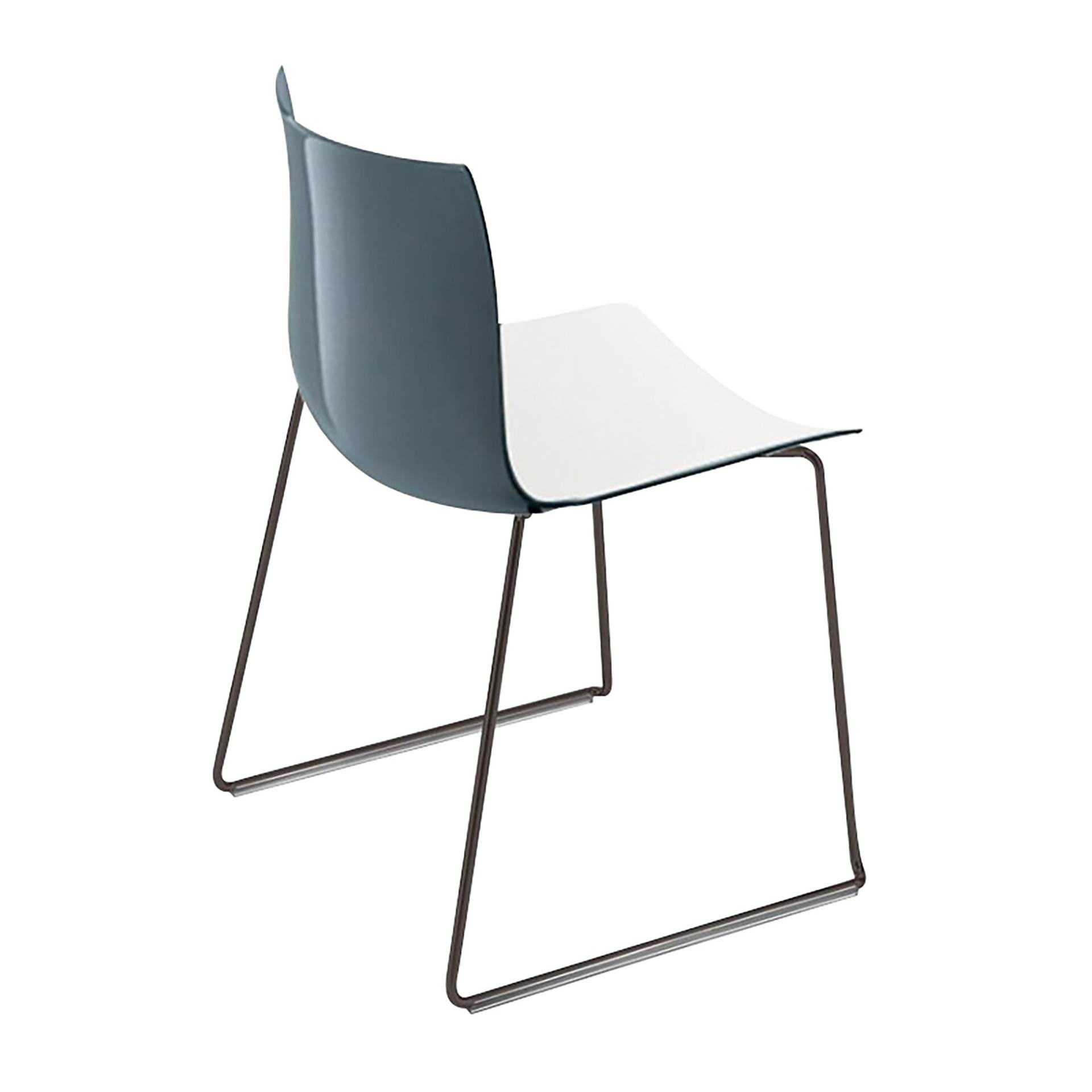 Arper - Catifa 46 0278 Stuhl zweifarbig Kufe schwarz - weiß/petrol/Außenschale glänzend/innen matt/Gestell schwarz matt V39/neue Farbe von Arper
