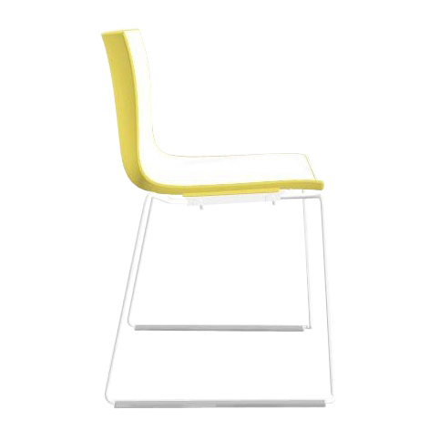 Arper - Catifa 46 0278 Stuhl zweifarbig Kufe weiß - weiß/gelb/Außenschale glänzend/innen matt/Gestell weiß matt V12/neue Farbe von Arper