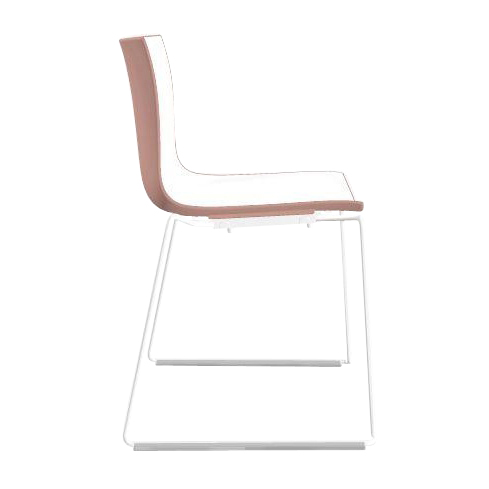 Arper - Catifa 46 0278 Stuhl zweifarbig Kufe weiß - weiß/rosé/Außenschale glänzend/innen matt/Gestell weiß matt V12/neue Farbe von Arper