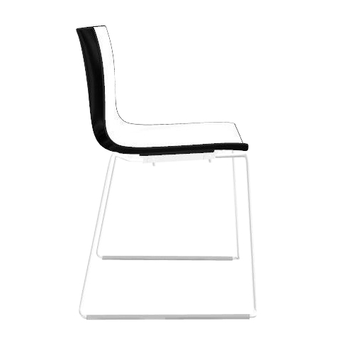 Arper - Catifa 46 0278 Stuhl zweifarbig Kufe weiß - weiß/schwarz/Außenschale glänzend/innen matt/Gestell weiß matt V12 von Arper