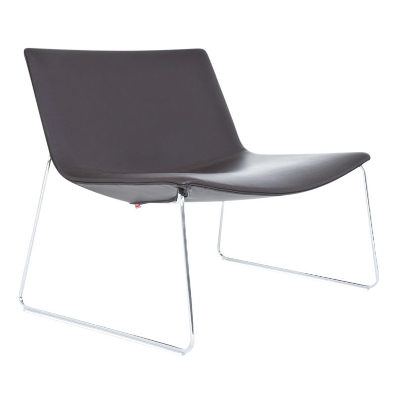 Arper - Catifa 80 2010 Lounge Chair mit Kufe - dunkelbraun/Leder/BxHxT 85x71,5x69cm/Gestell verchromt von Arper