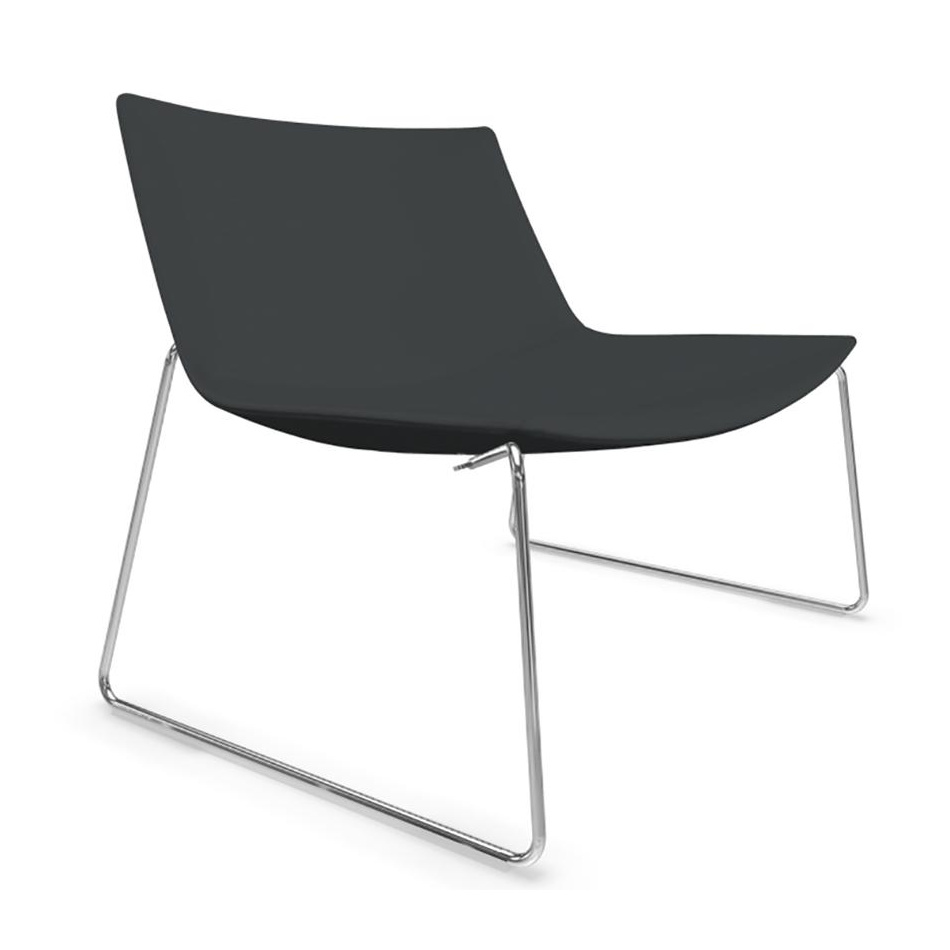 Arper - Catifa 80 2010 Lounge Chair mit Kufe - dunkelgrau/Stoff Kvadrat Canvas 854/BxHxT 85x71,5x69cm/Gestell verchromt von Arper