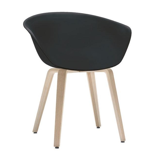Arper - Duna 02 4203 Stuhl mit Holzgestell - schwarz/Gestell Eiche von Arper