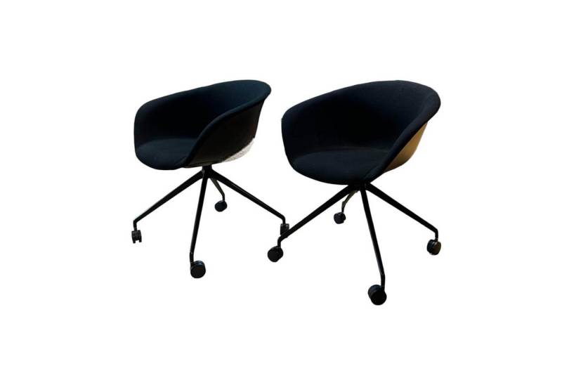 Arper Essgruppe 2-er Set Drehsessel Duna 02 4217 Stoff Jet Fidvi Schwarz Schale von Arper
