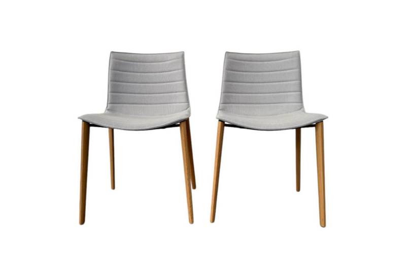 Arper Essgruppe 2er Set Stuhl Catifa 46 Stoff Kvadrat Steellcut Trio 105 Grau von Arper