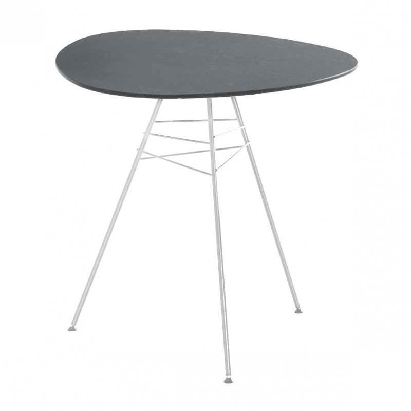 Arper - Leaf Gartentisch dreieckig H74 - grau/Gestell mattweiß/lackiert/Tischplatte aus MDF hydrophob H04/H x Ø 74 x 79cm von Arper