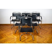 80Er Jahre Freischwinger | Vintage Schreibtischstühle Büro Chromhocker Mid-Century Modern Mart Stam Style Armlehnstuhl Retro Leder Hocker von ArperiAntiques