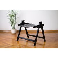 Mid-Century Couchtisch Aus Holz | Vintage Klapp-Beistelltisch Und Stuhl Niko Kralj Rex Retro Moderner Ottoman Fußhocker 70Er Rattan Hocker von ArperiAntiques