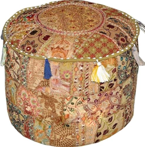 Arprani Ottoman Pouf Cover Dekorative Patchwork Bequeme Ottomane Ethno Baumwolle Kissen Sitzsack Designs Boden Bestickt Pouf Bezug von Arprani