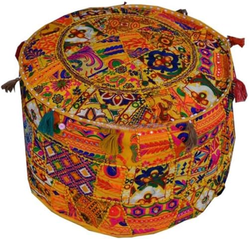 Arprani Ottoman Pouf Cover Dekorative Patchwork Bequeme Ottomane Ethno Baumwolle Kissen Sitzsack Designs Boden Bestickt Pouf Bezug von Arprani