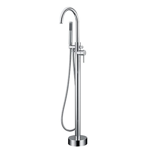 Arputhy Freistehende Badewannenarmatur Wasserhahn Wannenarmatur Badewanne Standarmatur Armaturen Bodenmontage Badezimmerarmatur mit Handbrause Chrom von Arputhy