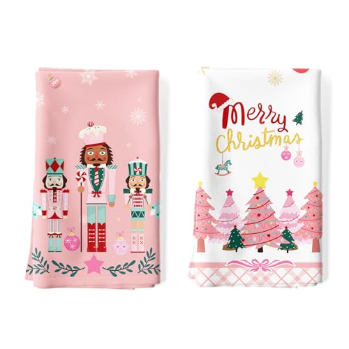 Arquiel 2er Set Geschirrtücher Nussknacker Rose Baum Weihnachten Küchentücher Dekorative 100% Baumwolle Trockentücher Saugstarke Geschenk für den Urlaub Einweihungsfeier 48 cm x 70 cm von Arquiel