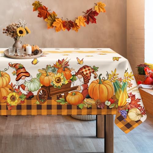 Arquiel Ahornblätter Wichtel Tischdecke Rechteckige, Vintage Lastwagen Erntedankfest Tischtuch Abwaschbar Tischdecken für Party Picknick Herbst Abendessen Dekor(140 x 180 cm) von Arquiel