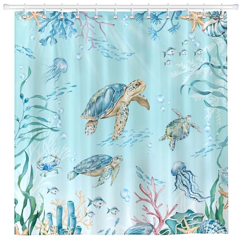 Arquiel Duschvorhang Ozean Meeresschildkröten Waschbar 182x182 cm Polyester Badezimmervorhang Dekor für Bad Dusche Badezimmer mit 12 Ösen und Ringen Arquiel Duschvorhang Ozean Meeresschildkröten Waschbar 182x182 cm Polyester Badezimmervorhang Dekor für Bad Dusche Badezimmer mit 12 Ösen und Ringen von Arquiel