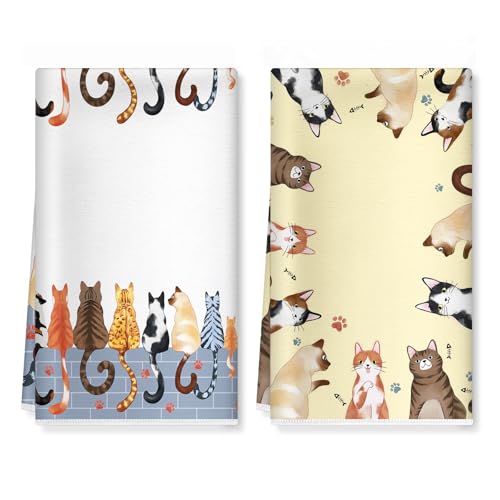 Arquiel Katzen Küchentücher Mikrofaser 2 Stück, Lustig Geschirrtücher Küchenhandtuch Saugstarke Sommer Küche Dekoration, Geschenk für Sie und Ihn 40 x 60CM Arquiel Katzen Küchentücher Mikrofaser 2 Stück, Lustig Geschirrtücher Küchenhandtuch Saugstarke Sommer Küche Dekoration, Geschenk für Sie und Ihn 40 x 60CM von Arquiel